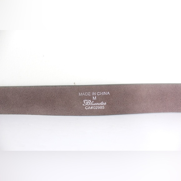 Beige Sueded Belt with Silver Embossed Floral Pattern and an Oval Silver Buckle - Picture 8 of 9